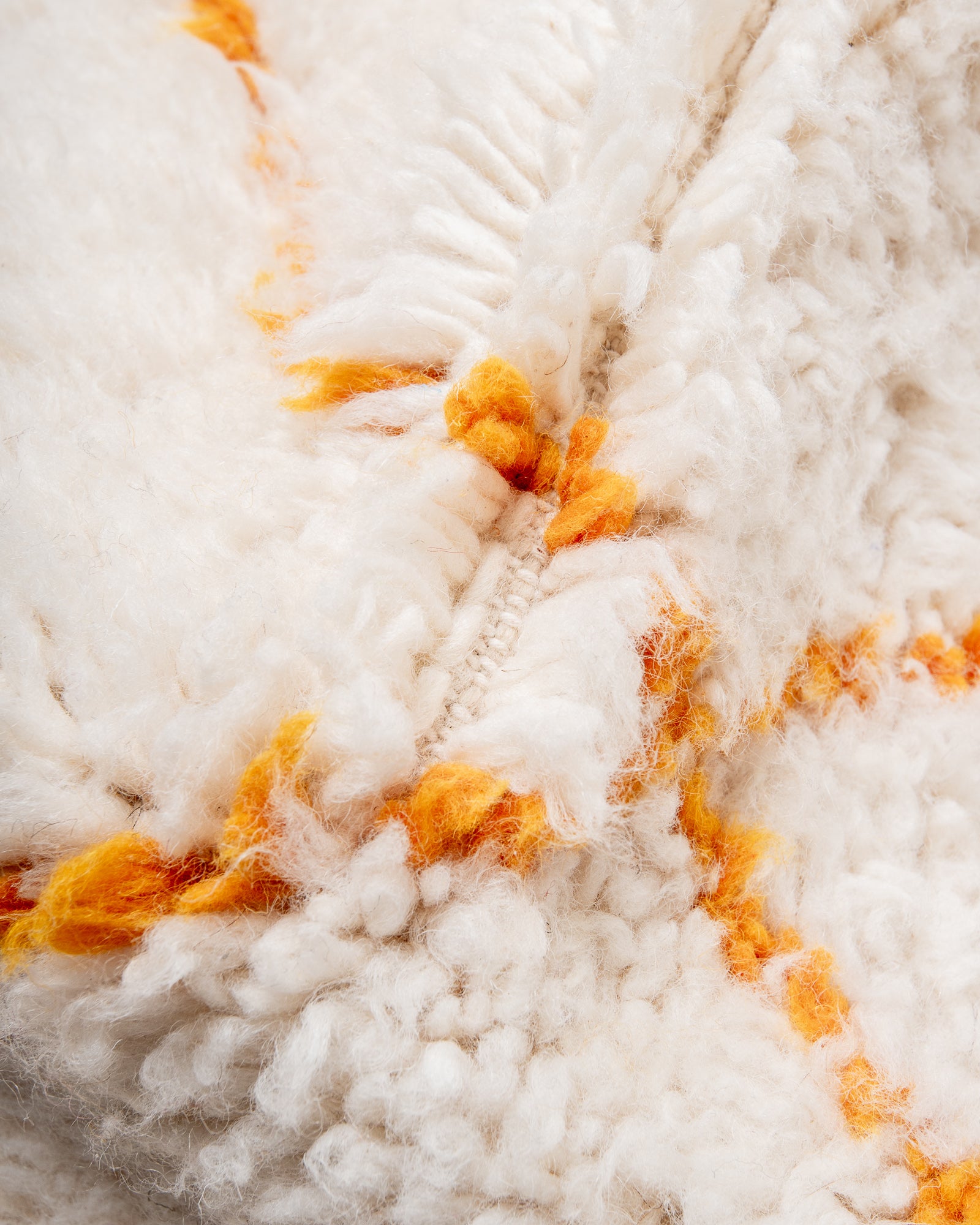 Modern, designer, handcrafted Berber rug from Morocco. Beniourain carpet with beautiful colours and patterns and fluffy wool texture.